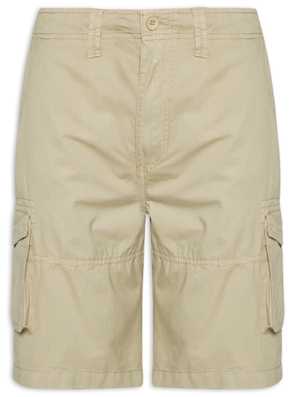 Bermuda Masculina Elástico Com Bolso Cargo - Bege