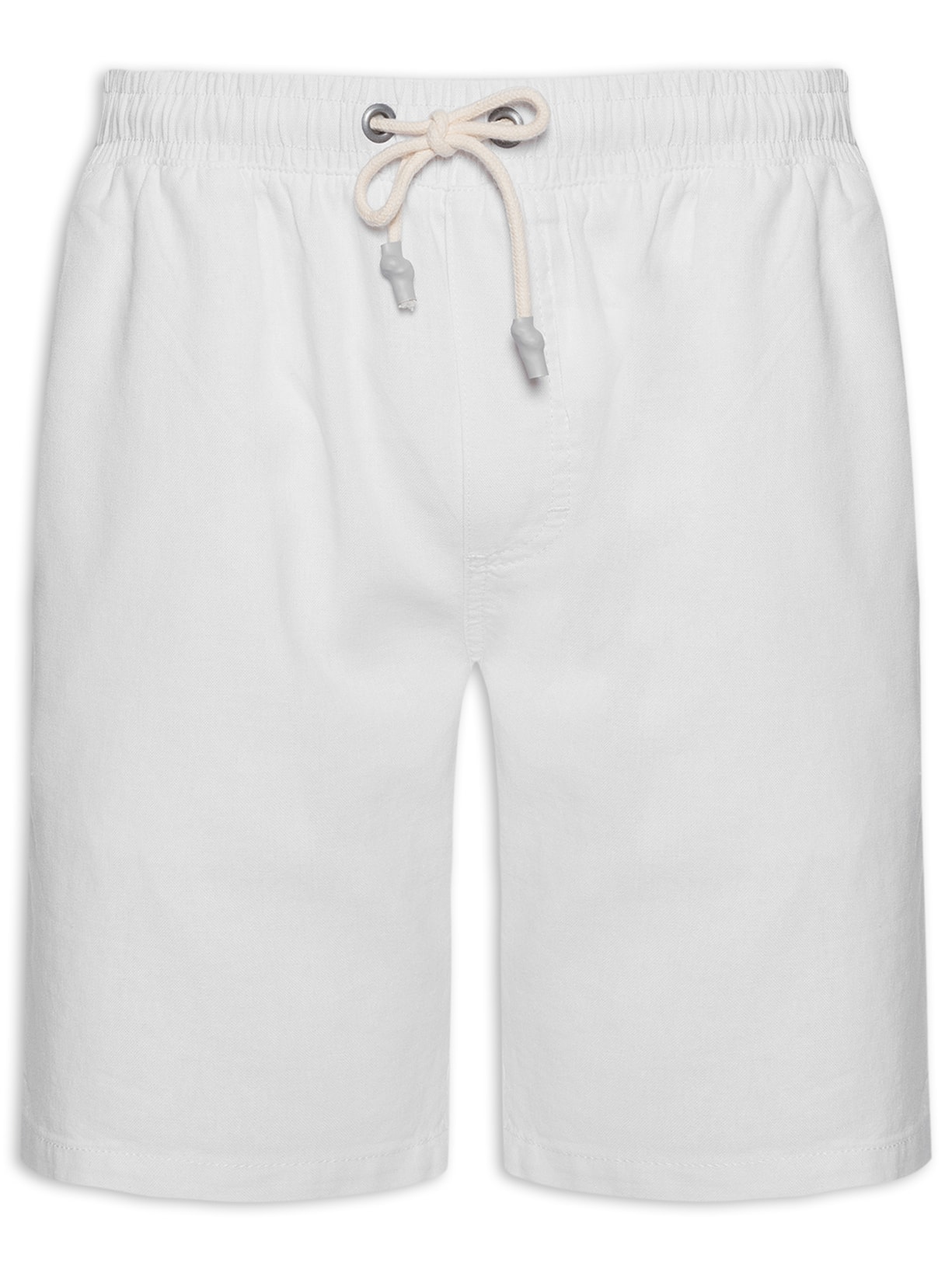 Bermuda Masculina Elástico Linho - Branco
