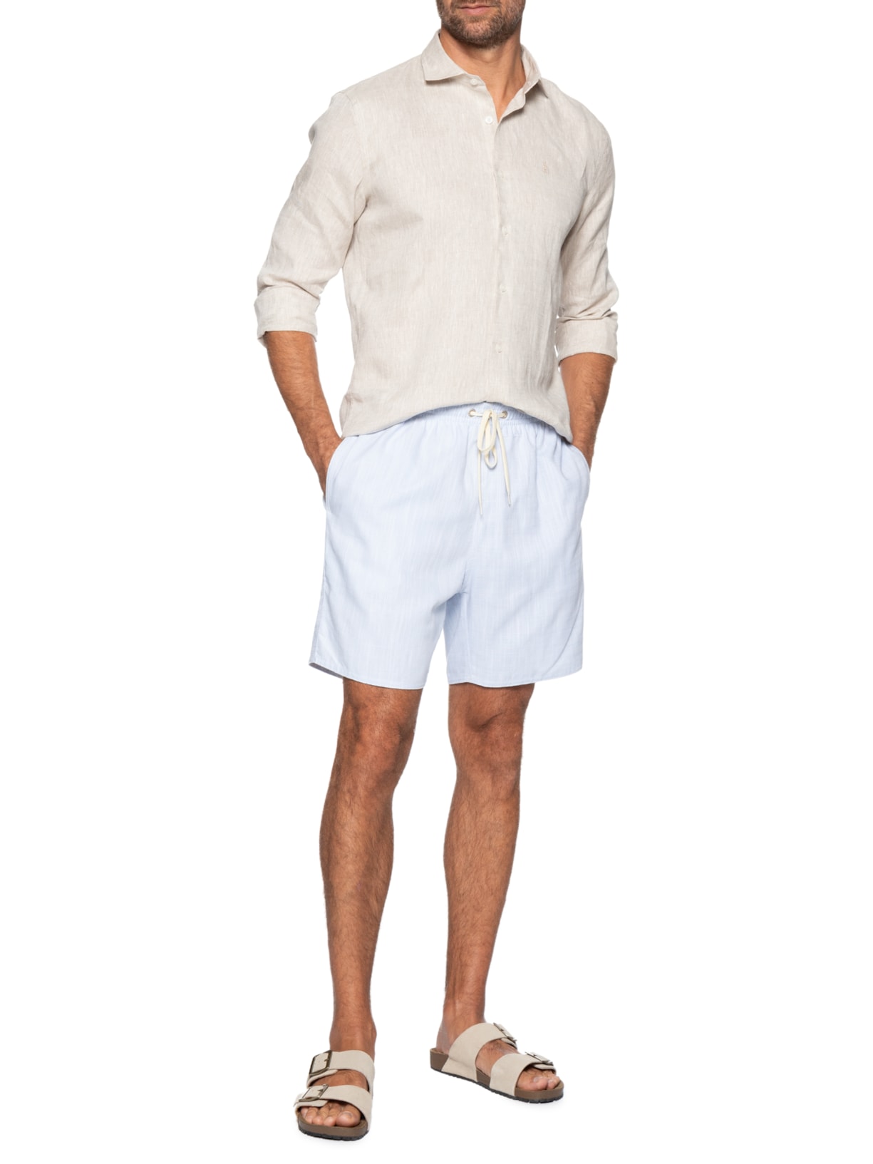 Bermuda Masculina  Elástico Trancoso Azul Sergio K