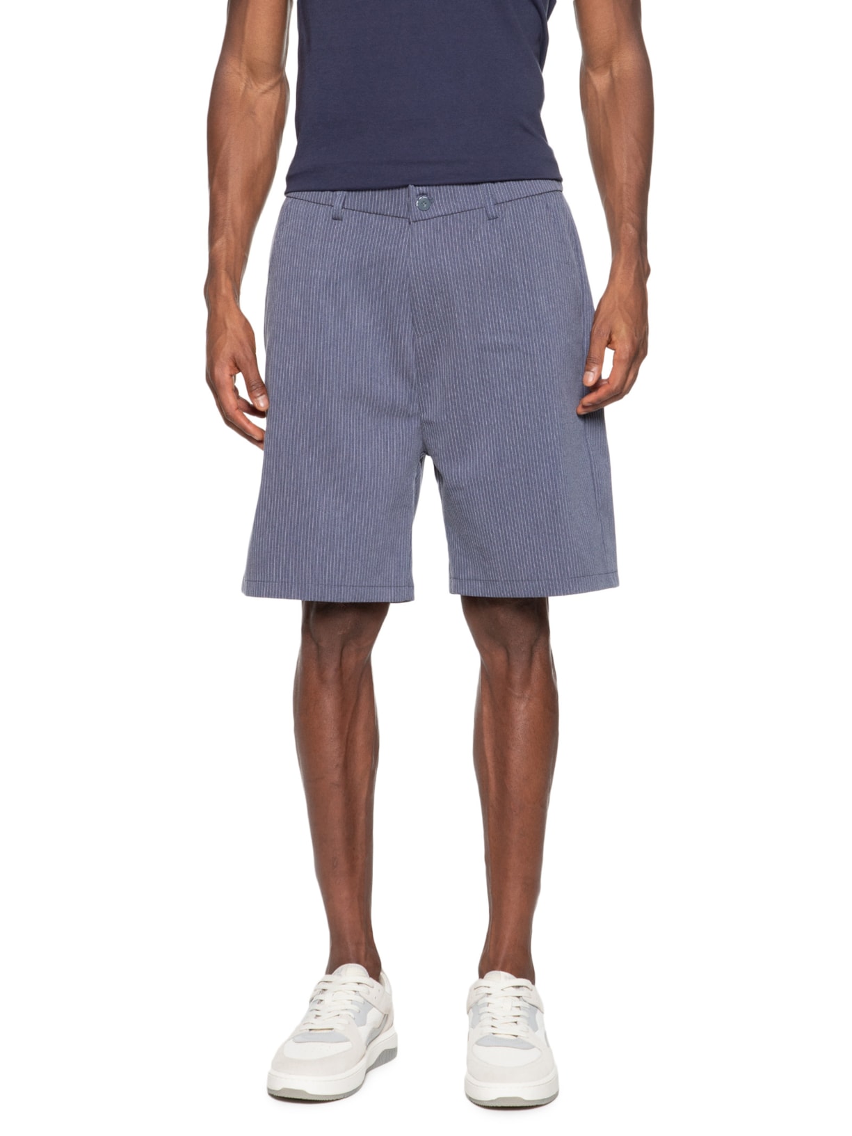 Bermuda Masculina Em Alfaiataria Listras Azul '2 Essential