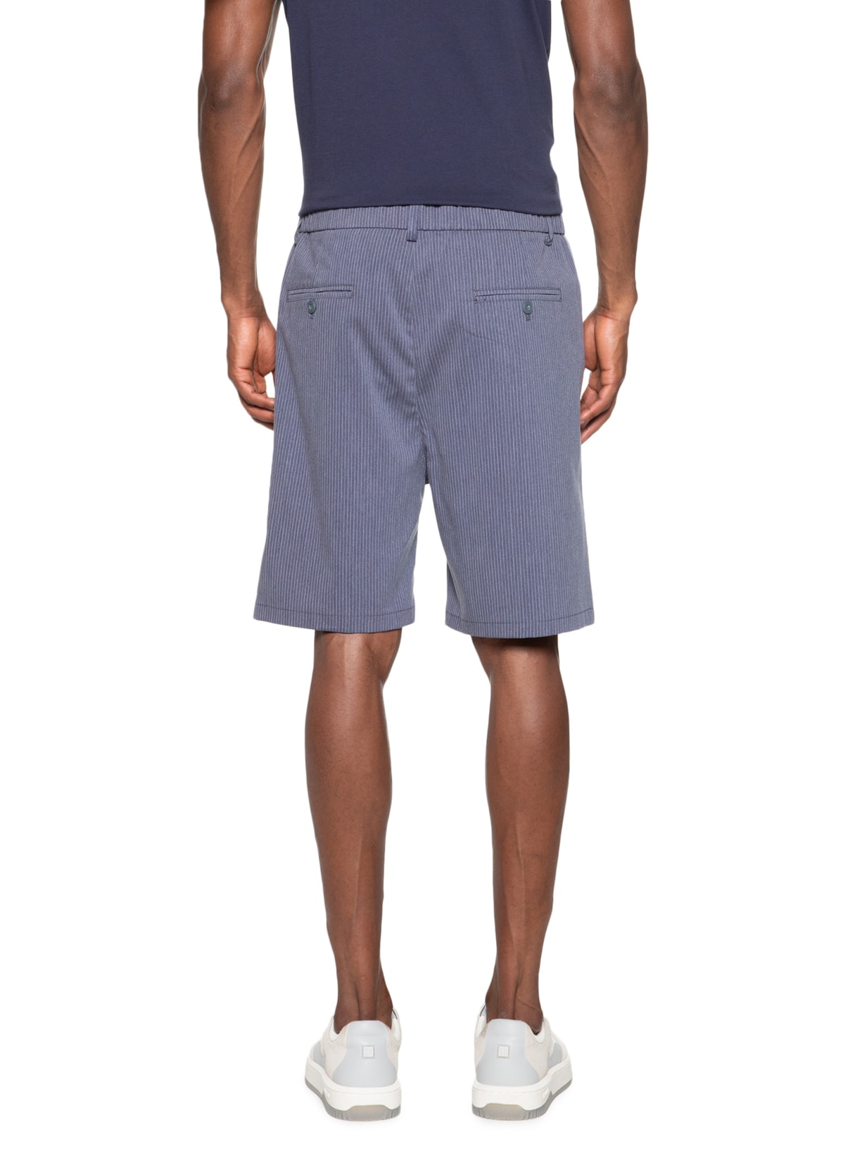 Bermuda Masculina Em Alfaiataria Listras Azul '2 Essential