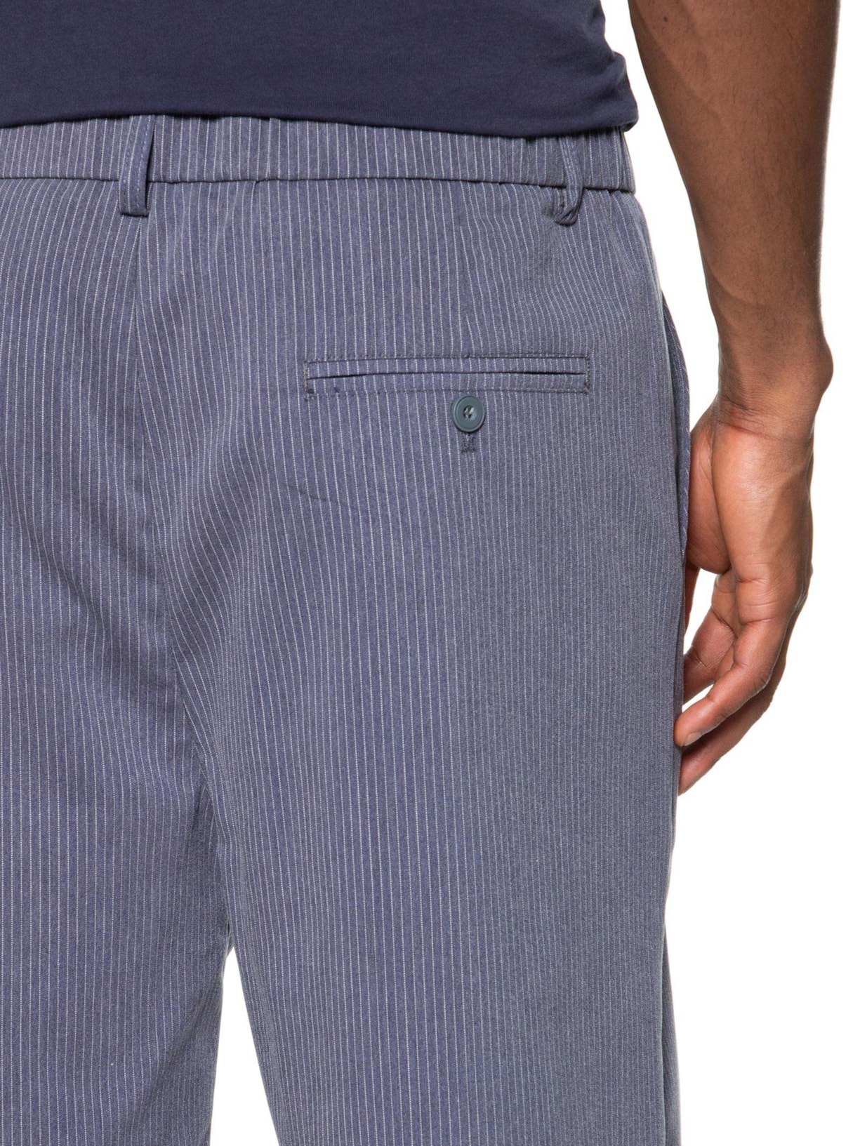 Bermuda Masculina Em Alfaiataria Listras Azul '2 Essential