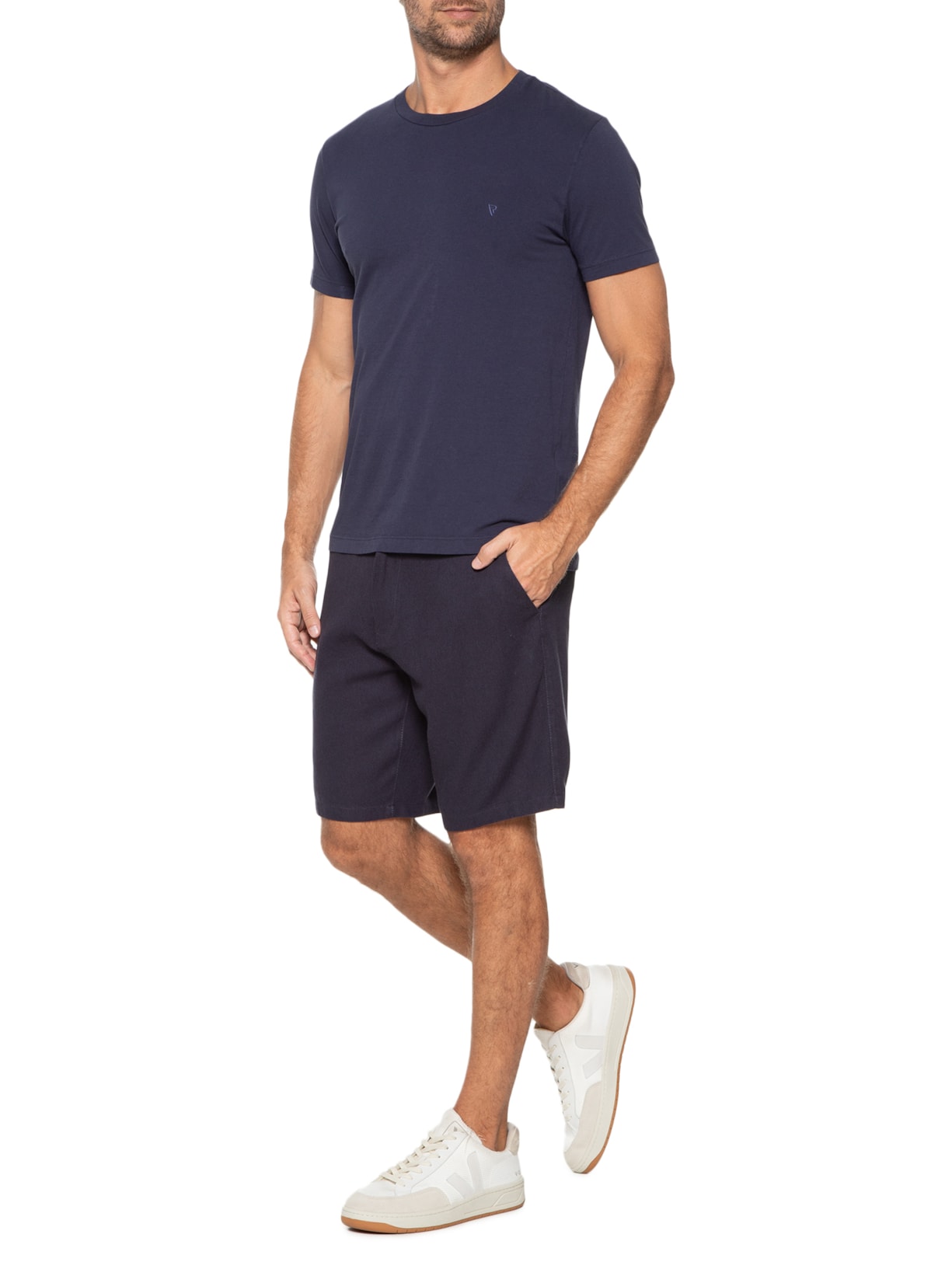 Bermuda Masculina Em Linho Azul '2 Essential