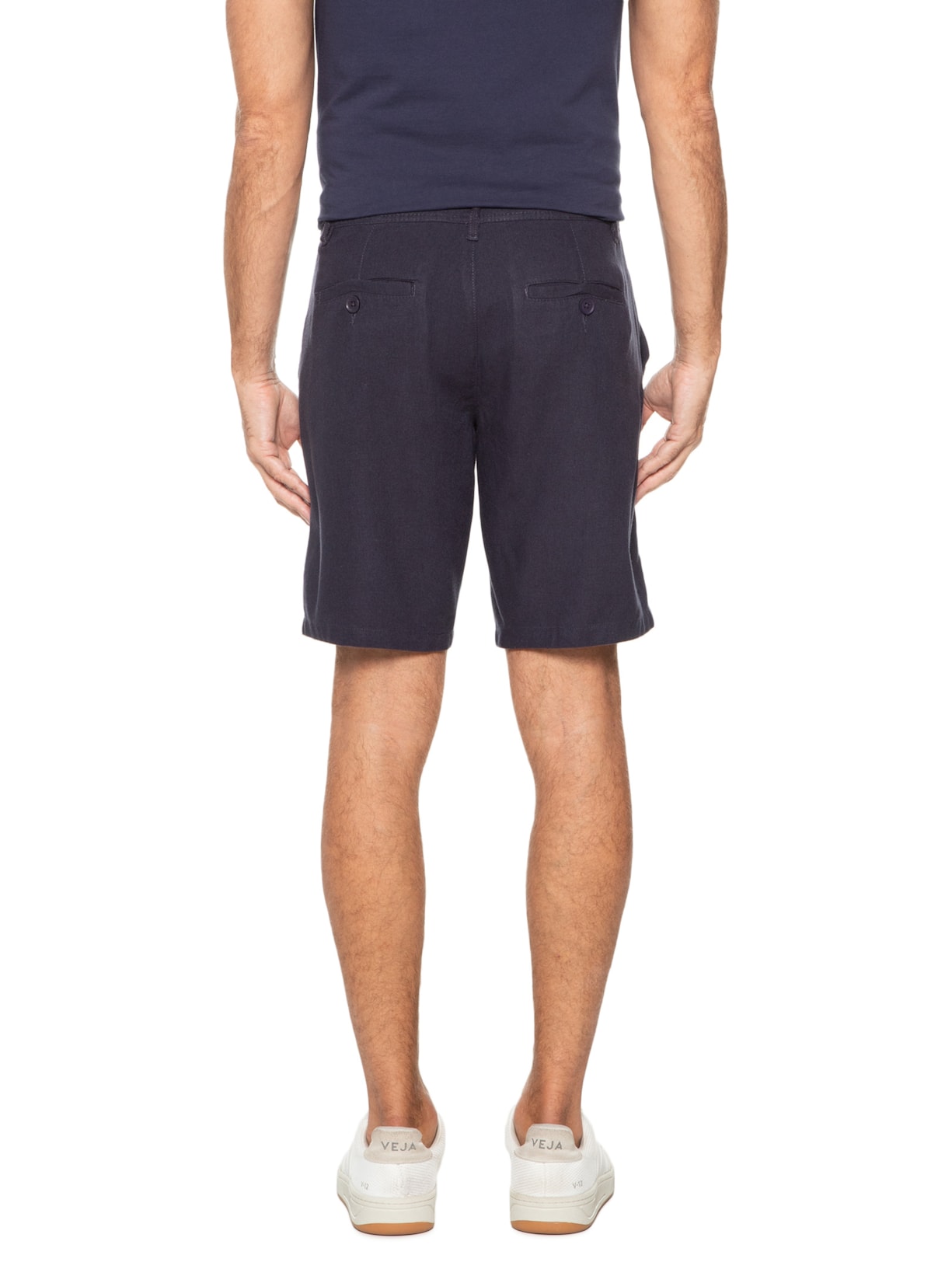 Bermuda Masculina Em Linho Azul '2 Essential