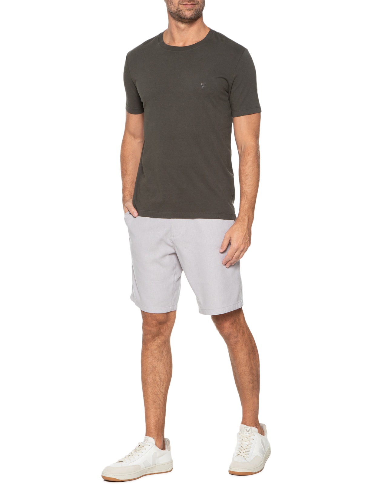 Bermuda Masculina Em Linho Cinza '2 Essential