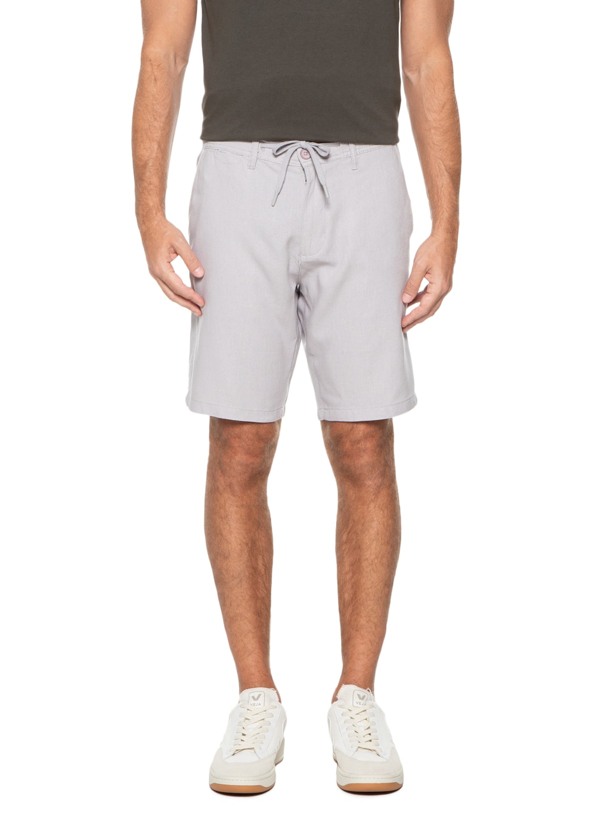 Bermuda Masculina Em Linho Cinza '2 Essential