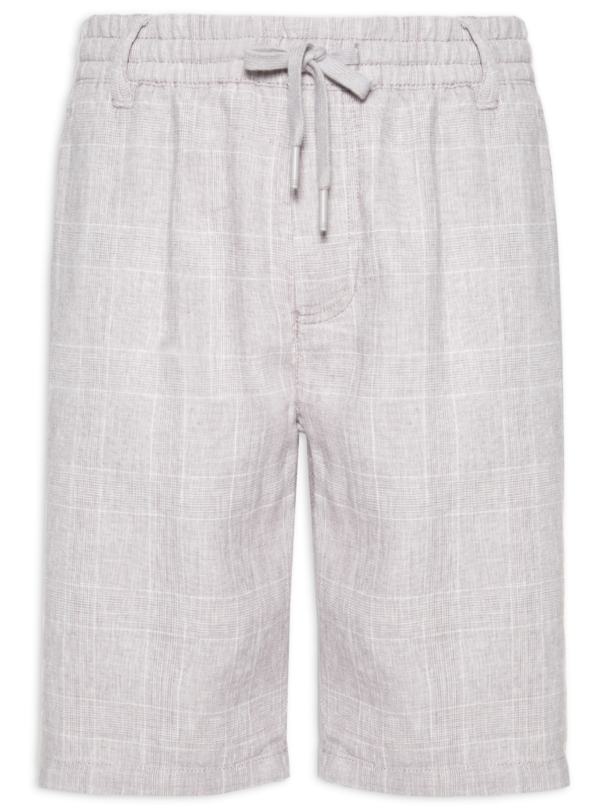 Bermuda Masculina Em Linho Estampa Xadrez - Cinza