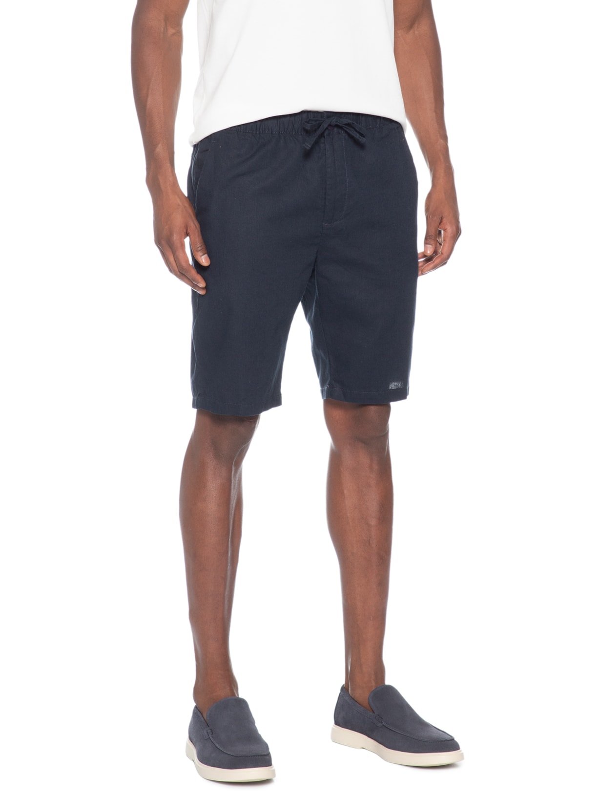 Bermuda Masculina Em Linho Misto Azul '2 Essential