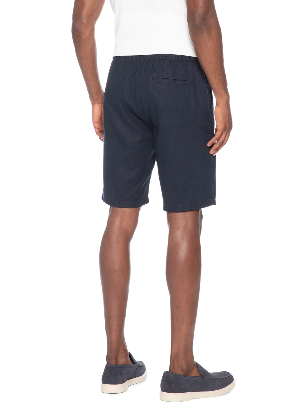 Bermuda Masculina Em Linho Misto Azul '2 Essential