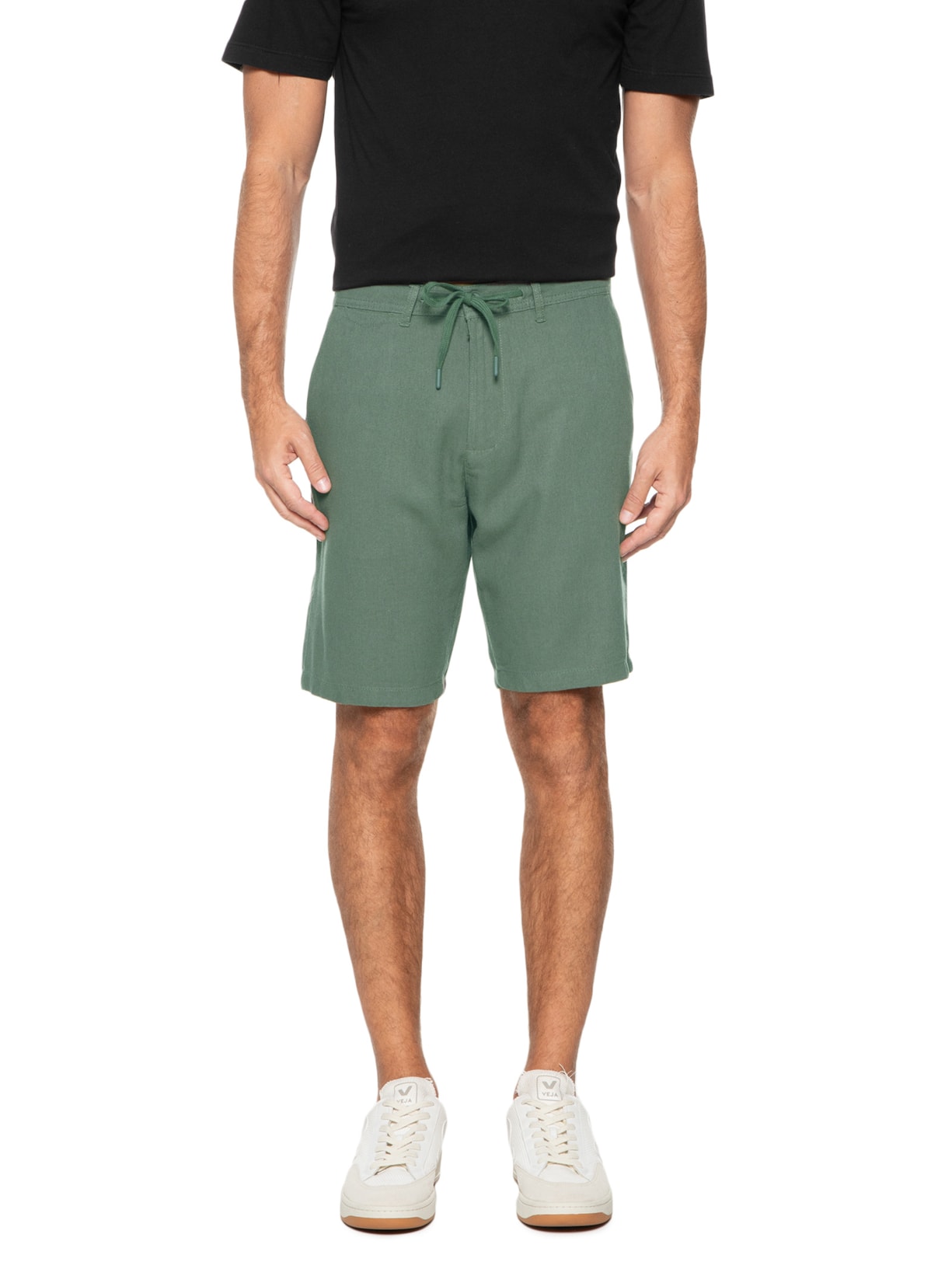 Bermuda Masculina Em Linho Verde '2 Essential