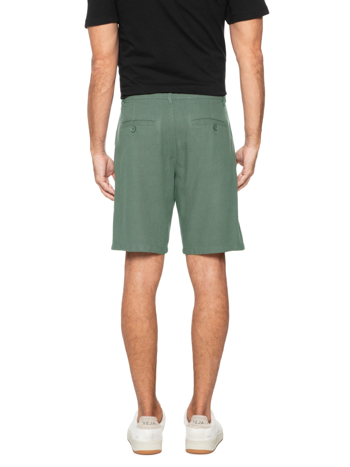 Bermuda Masculina Em Linho Verde '2 Essential