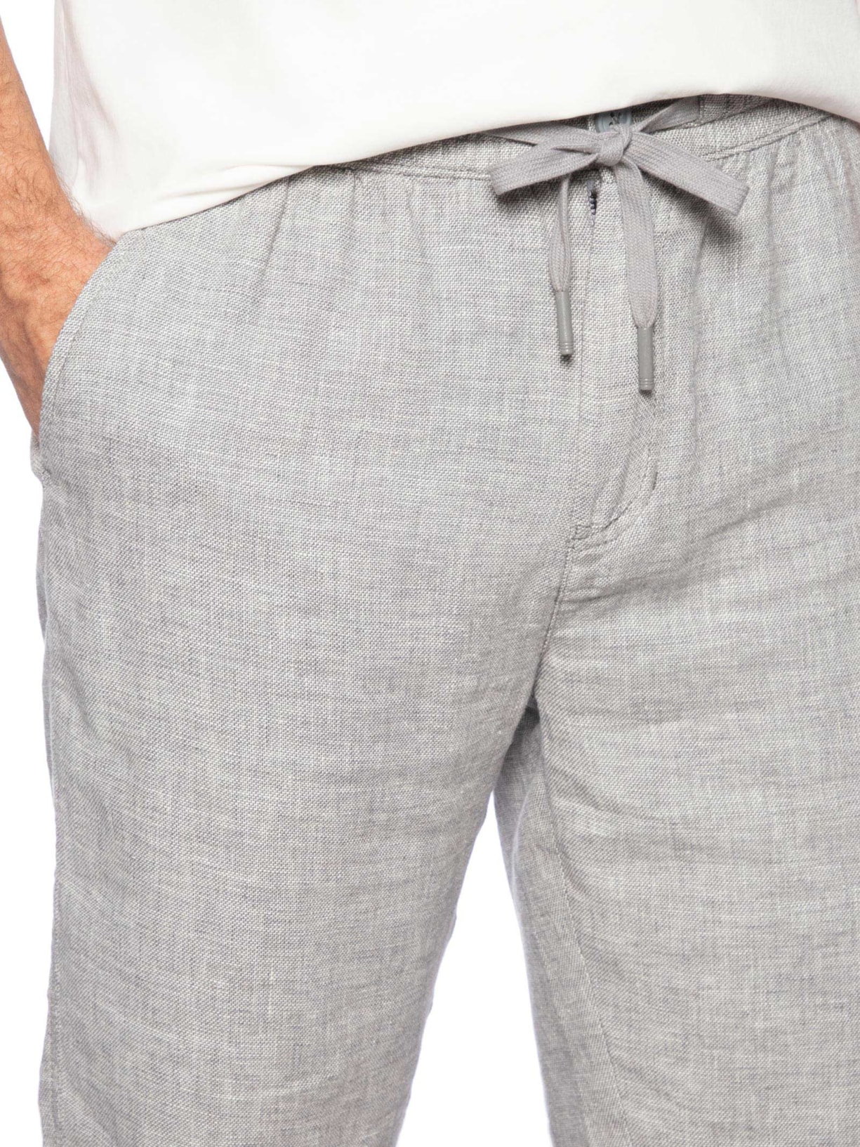 Bermuda Masculina Em Misto Linho Cinza  '2 Essential