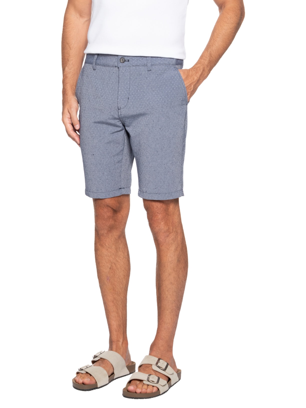 Bermuda Masculina Em Sarja Azul '2 Essential