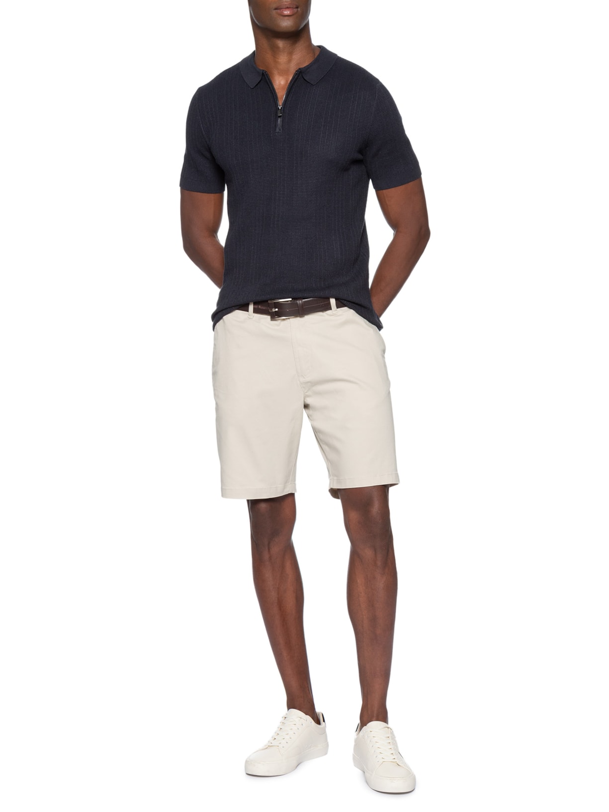Bermuda Masculina em Sarja Bolsa Faca – Bege '2 Essential