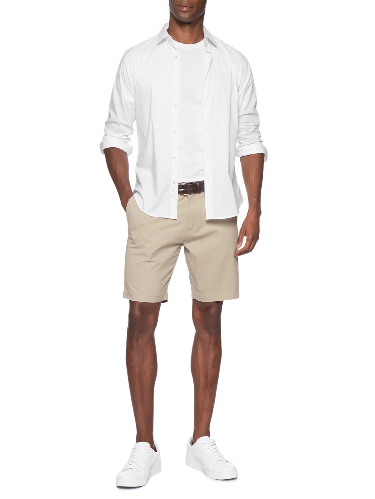 Bermuda Masculina em Sarja Bolsa Faca – Marrom '2 Essential