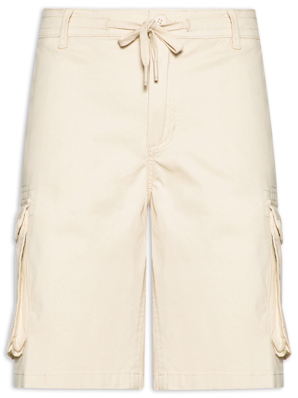 Bermuda Masculina Em Sarja Cargo Bege Basiq Men