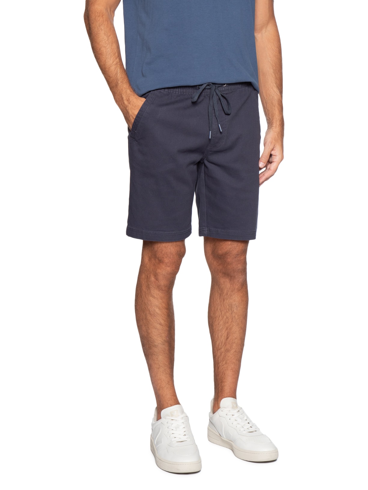 Bermuda Masculina Em Sarja Color Azul Basiq Men