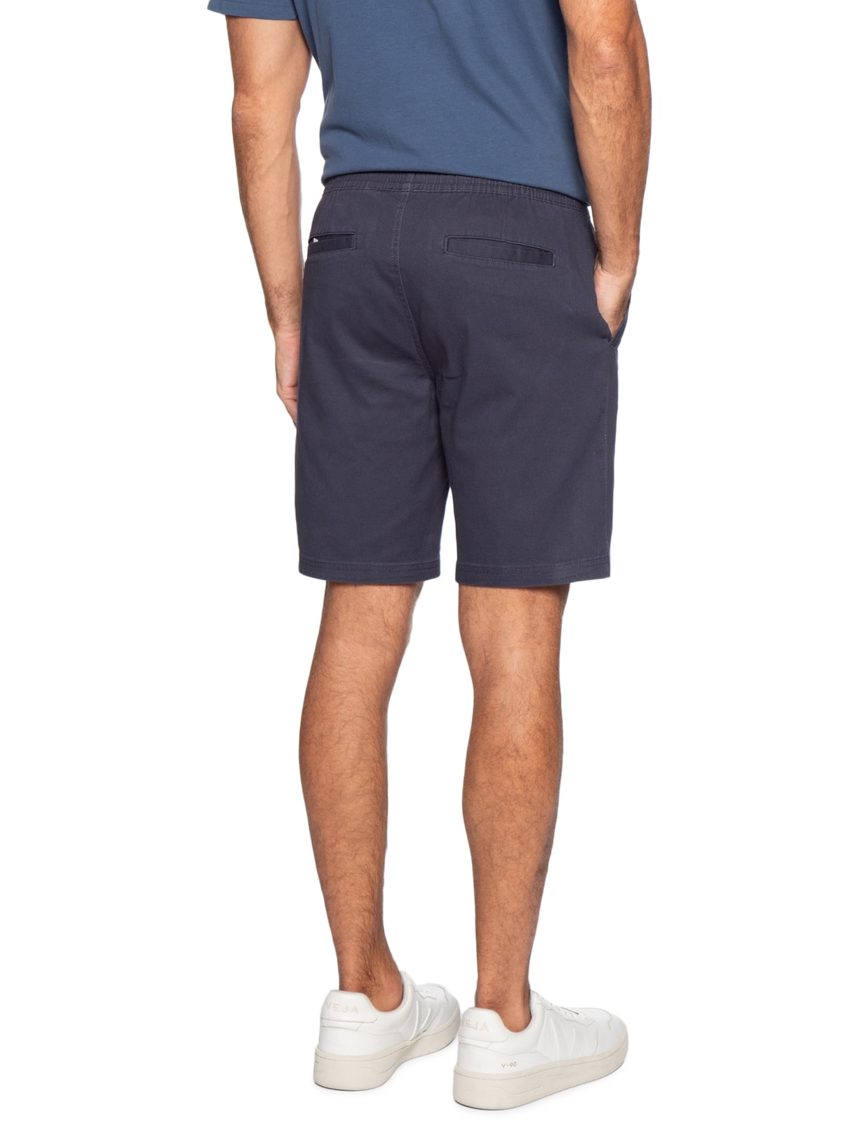 Bermuda Masculina Em Sarja Color Azul Basiq Men