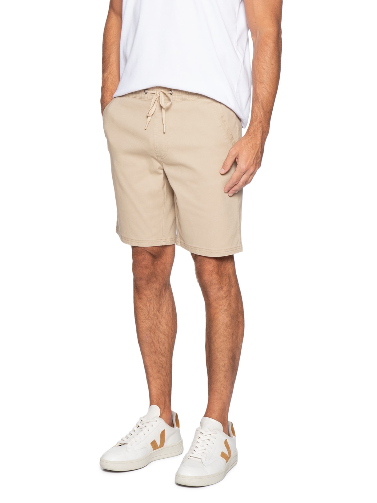 Bermuda Masculina Em Sarja Color Bege Basiq Men