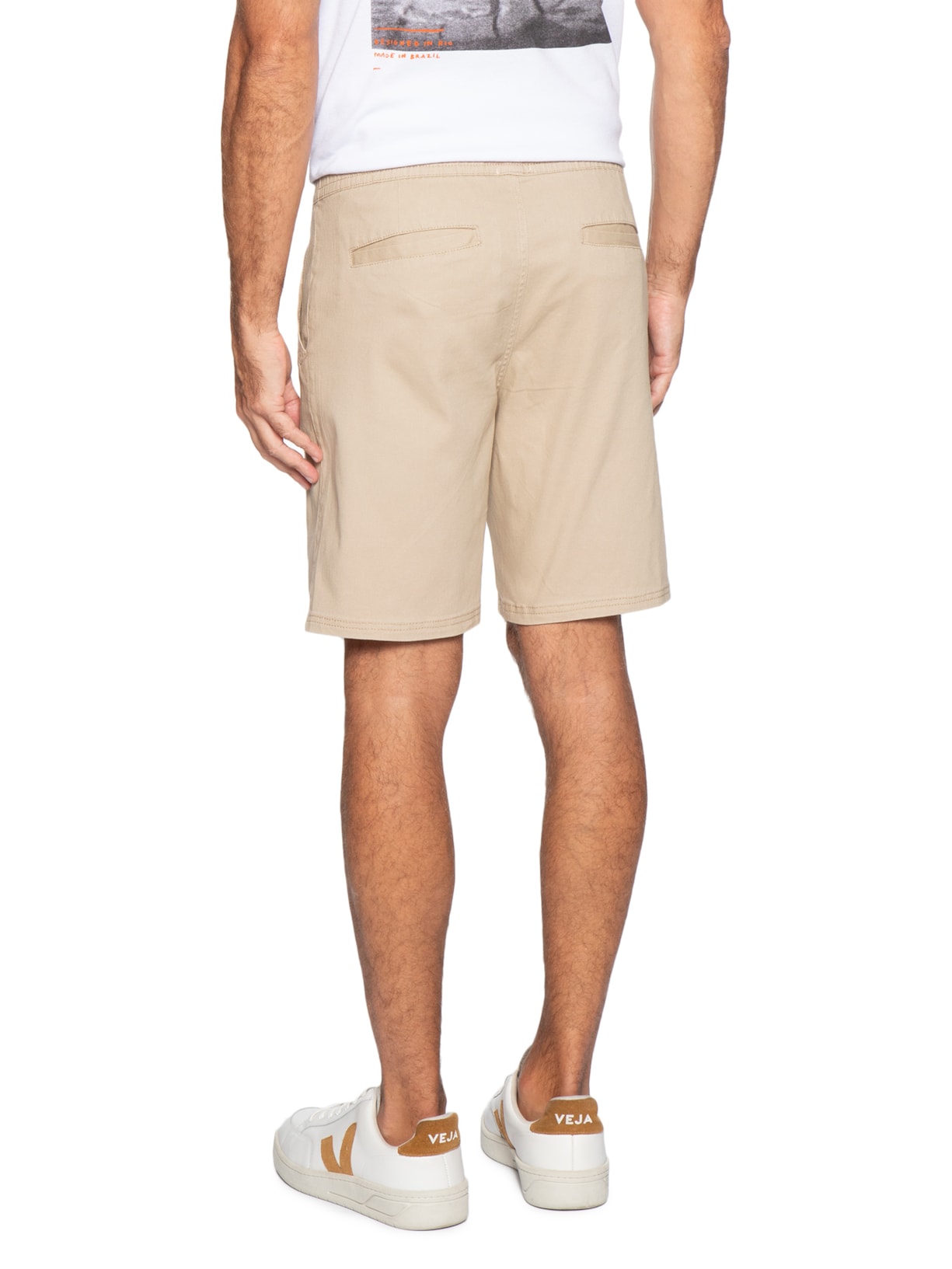 Bermuda Masculina Em Sarja Color Bege Basiq Men