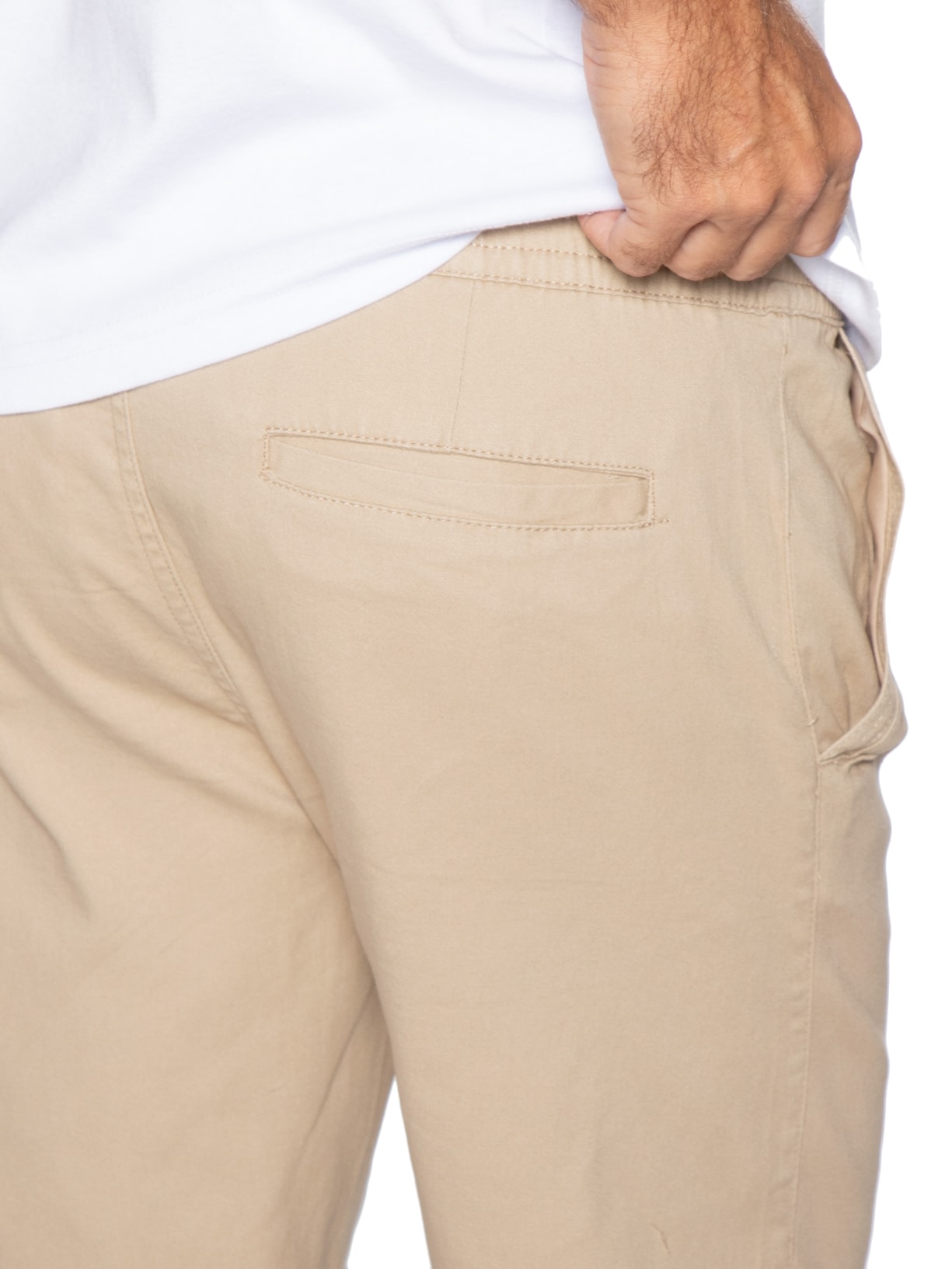 Bermuda Masculina Em Sarja Color Bege Basiq Men