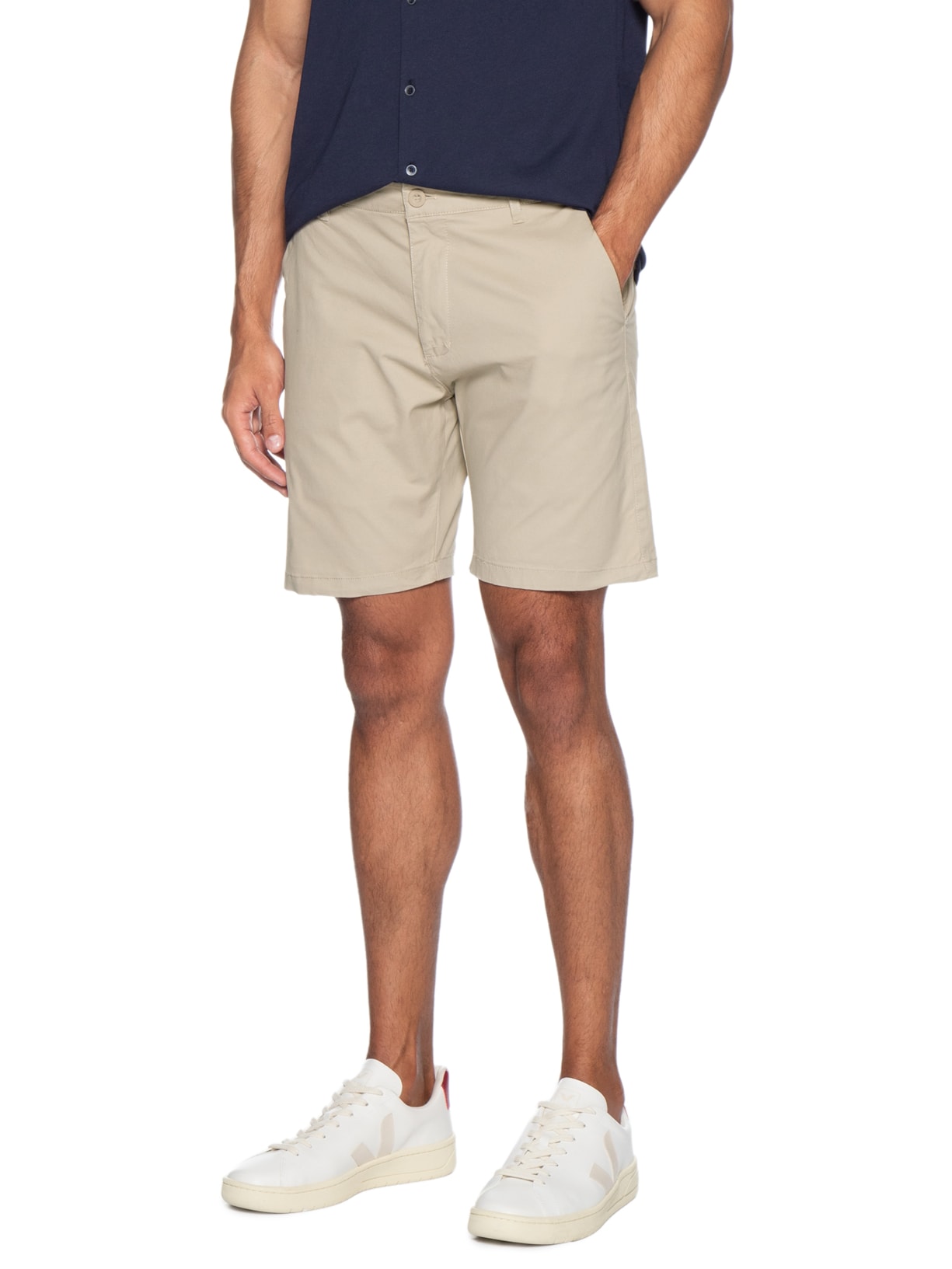 Bermuda Masculina Em Sarja Color Bege Basiq Men