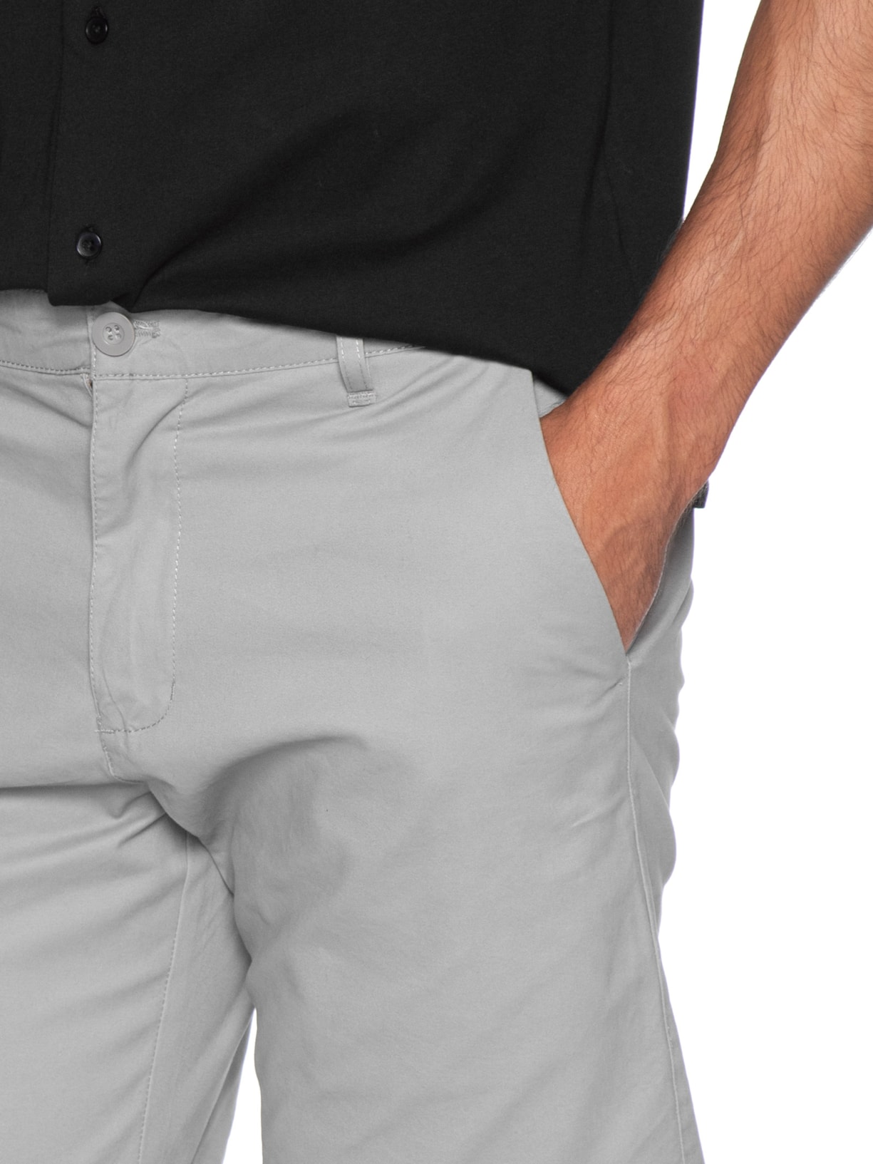 Bermuda Masculina Em Sarja Color Cinza Basiq Men