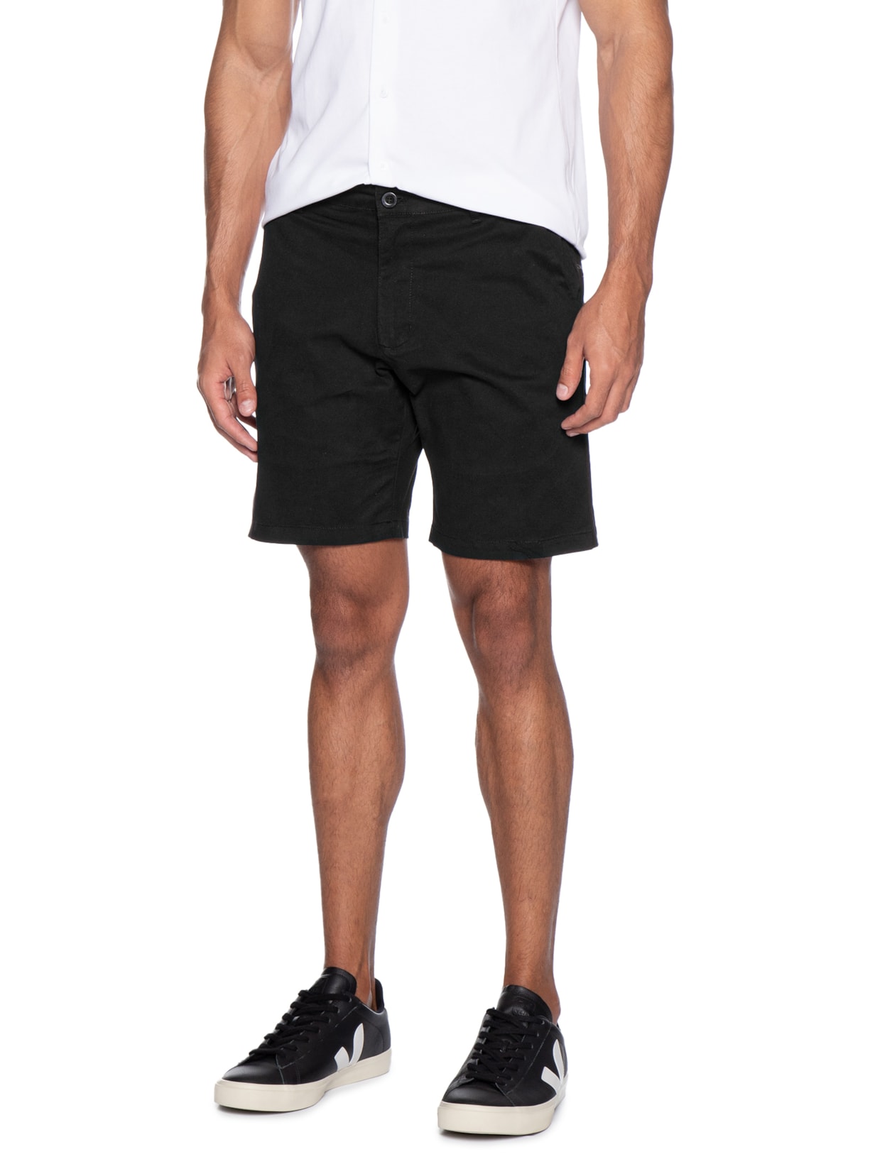 Bermuda Masculina Em Sarja Color Preto Basiq Men