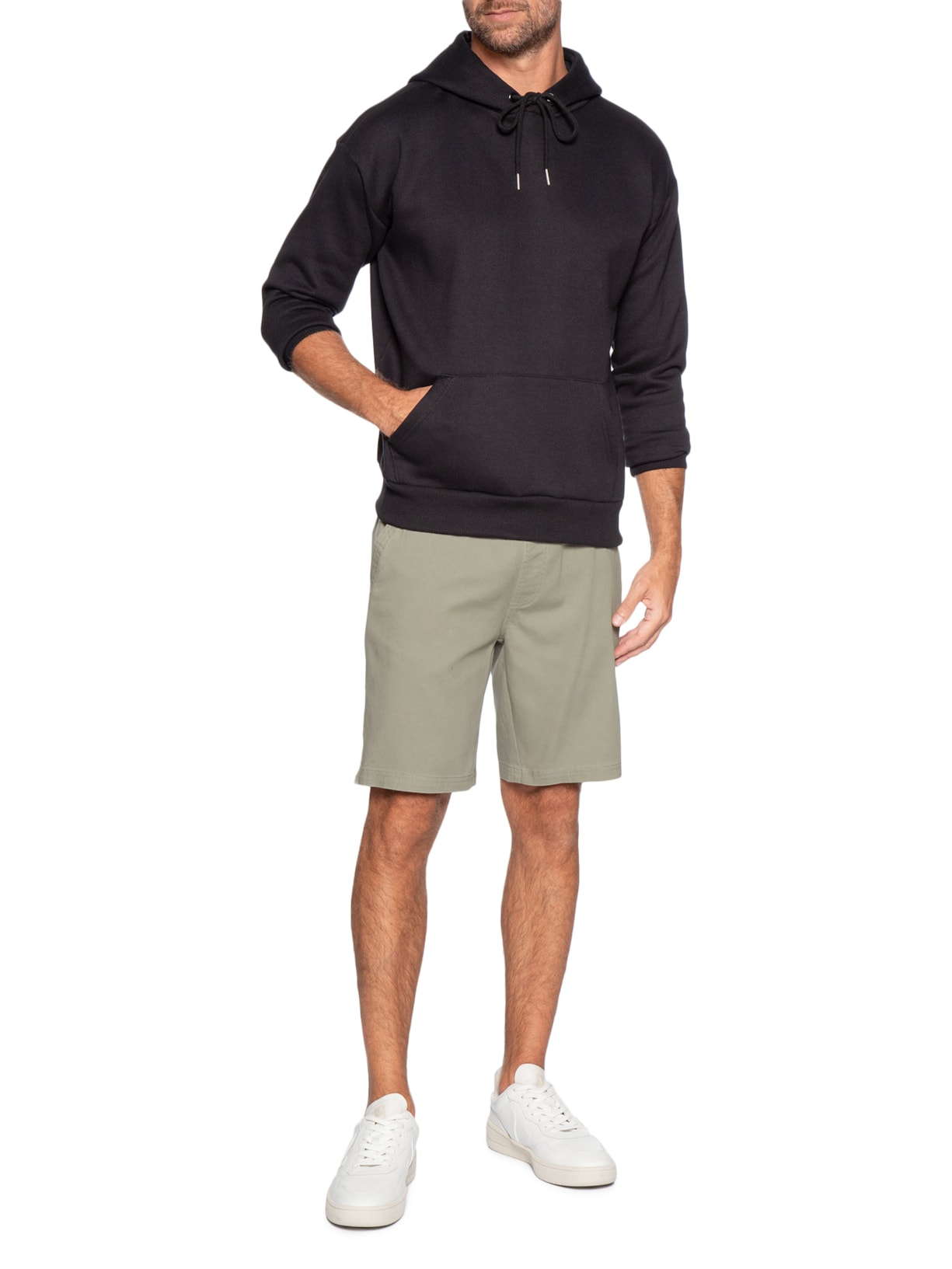 Bermuda Masculina Em Sarja Color Verde Basiq Men