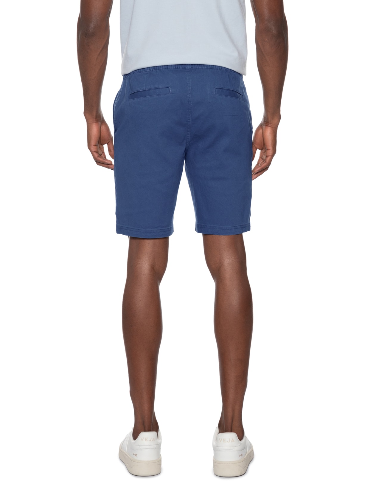 Bermuda Masculina em Sarja com Elástico Azul Basiq Men