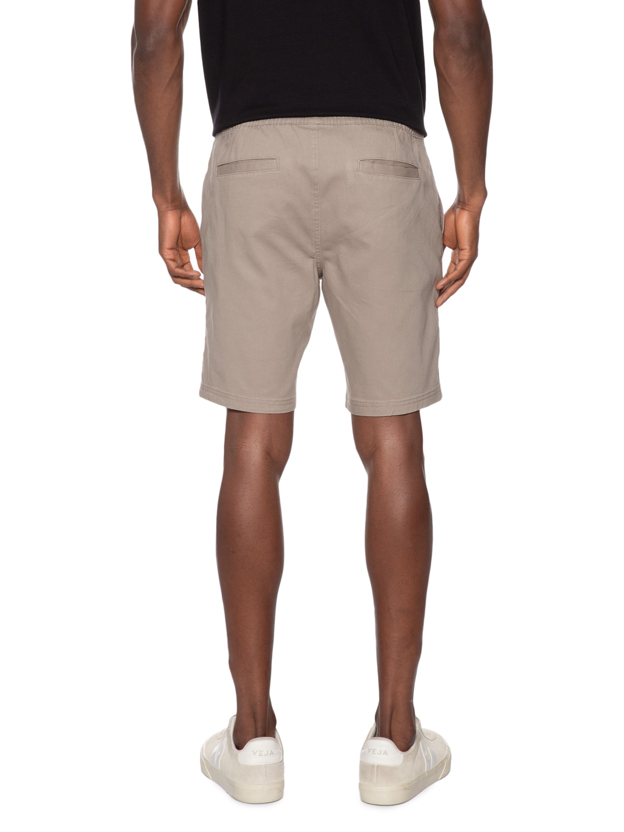 Bermuda Masculina em Sarja com Elástico Bege Basiq Men