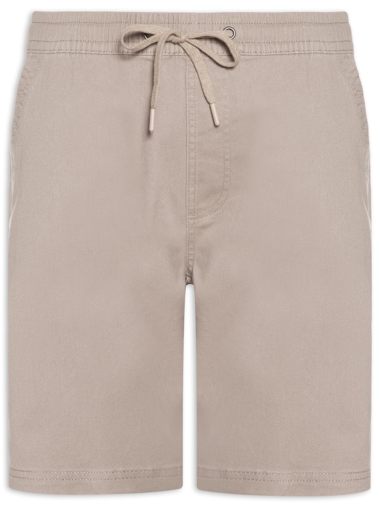 Bermuda Masculina em Sarja com Elástico Bege Basiq Men