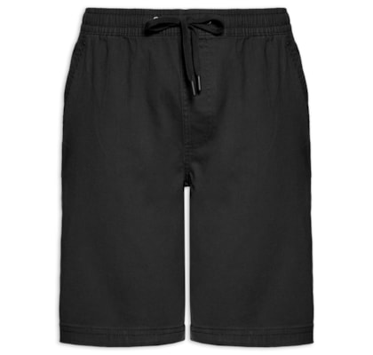 Bermuda Masculina em Sarja com Elástico - Preto