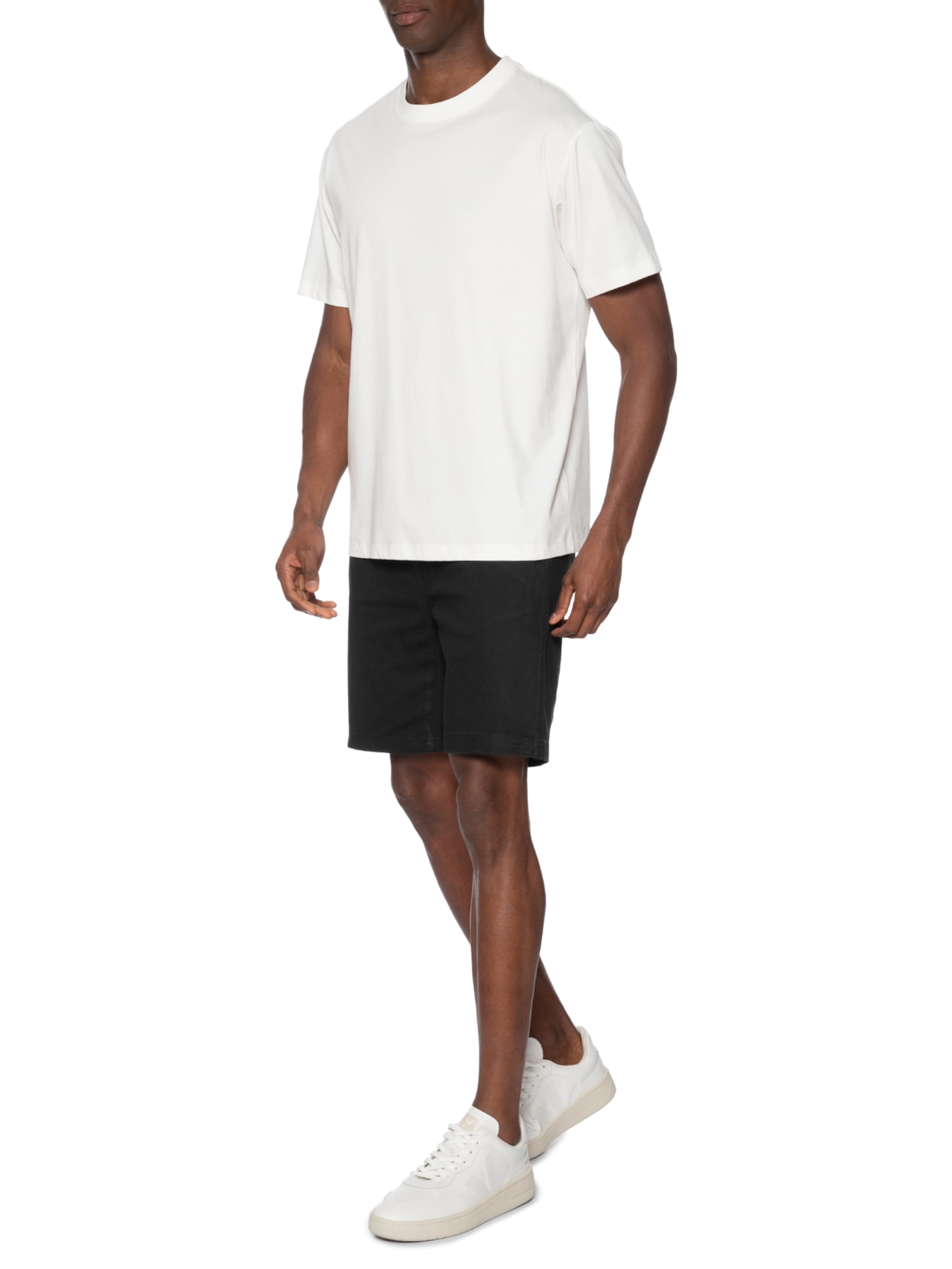 Bermuda Masculina em Sarja com Elástico Preto Basiq Men