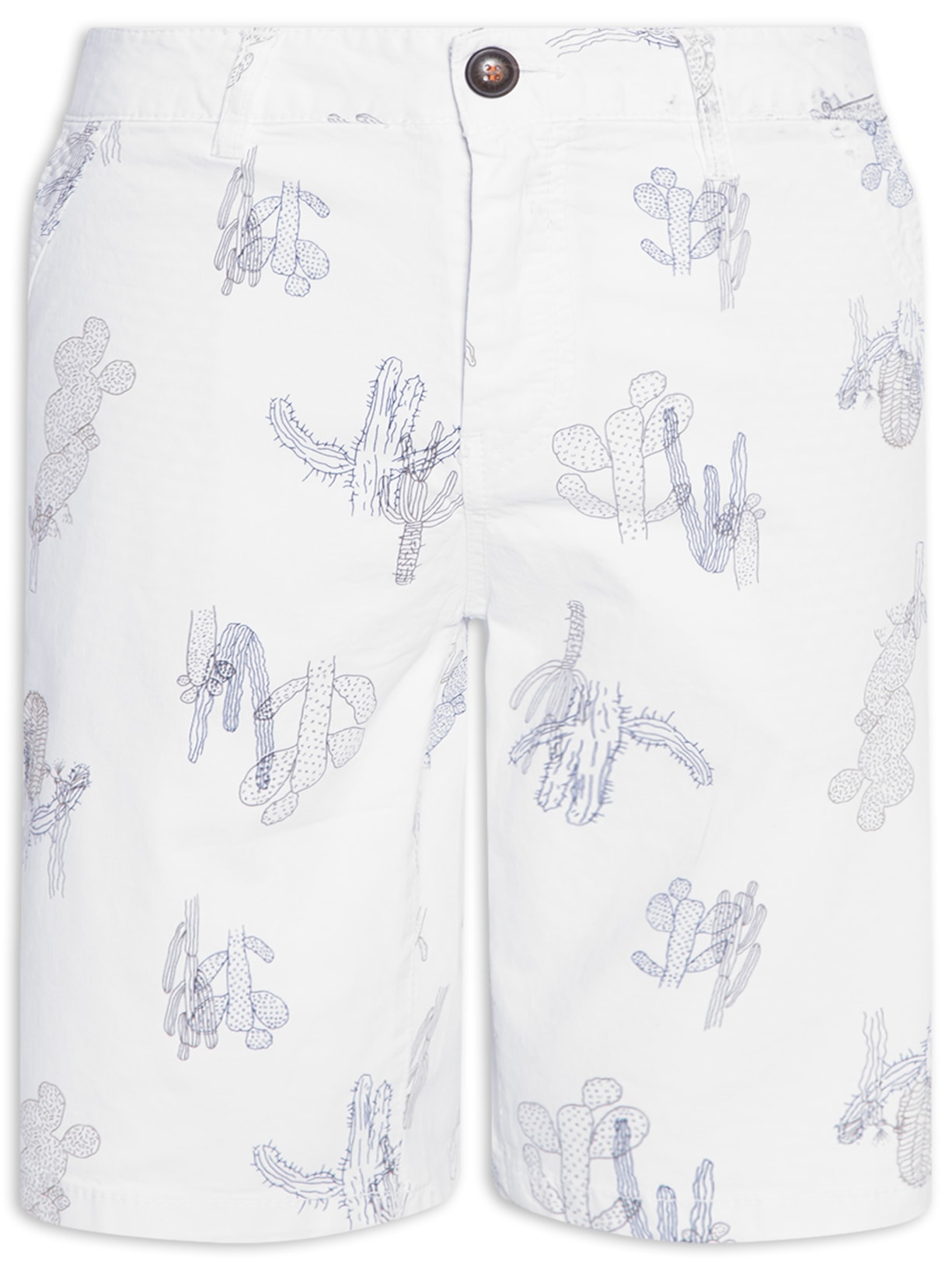 Bermuda Masculina Estampada Cactus - Branco