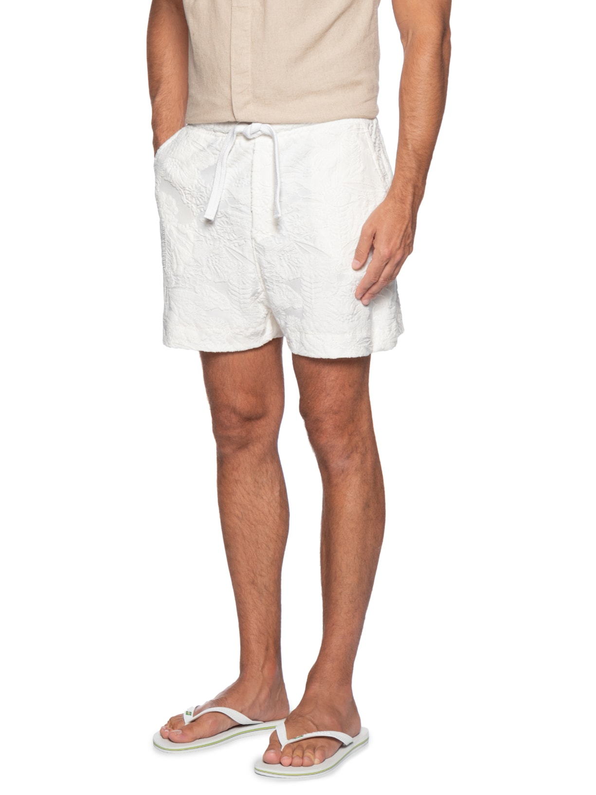 Bermuda Masculina Jacquard Daisy Branco Osklen
