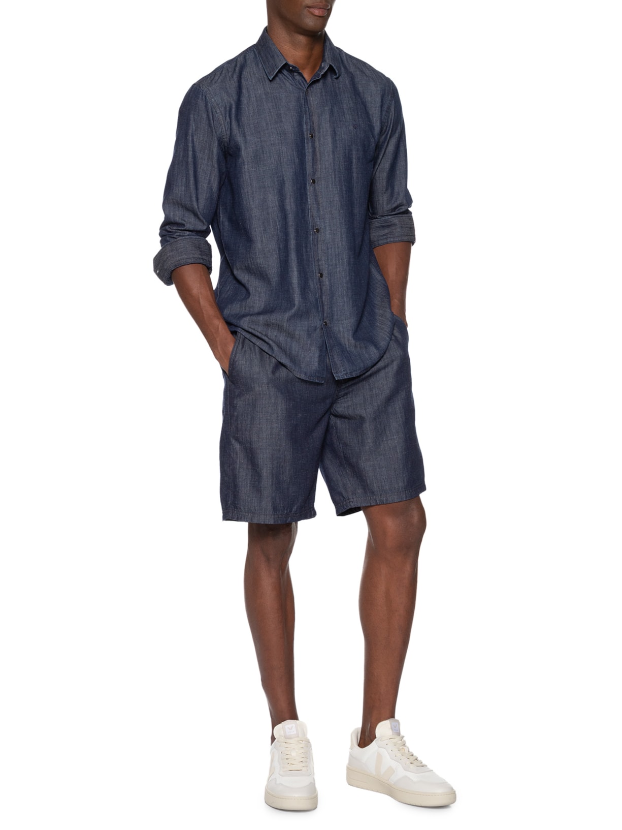 Bermuda Masculina Jeans Linho St Barths Azul Forum