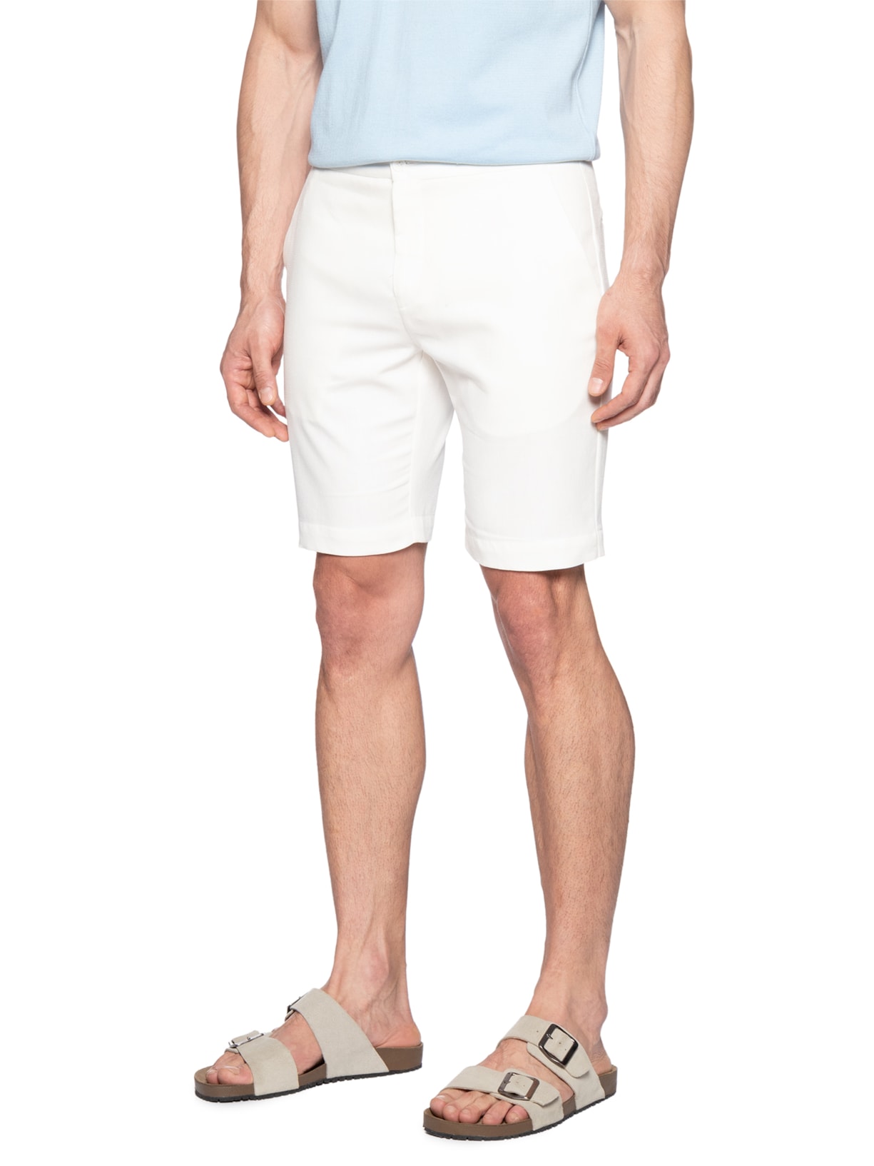 Bermuda Masculina Linho Com Algodão 1/2 Elástico Branco Paramount Alfaiataria