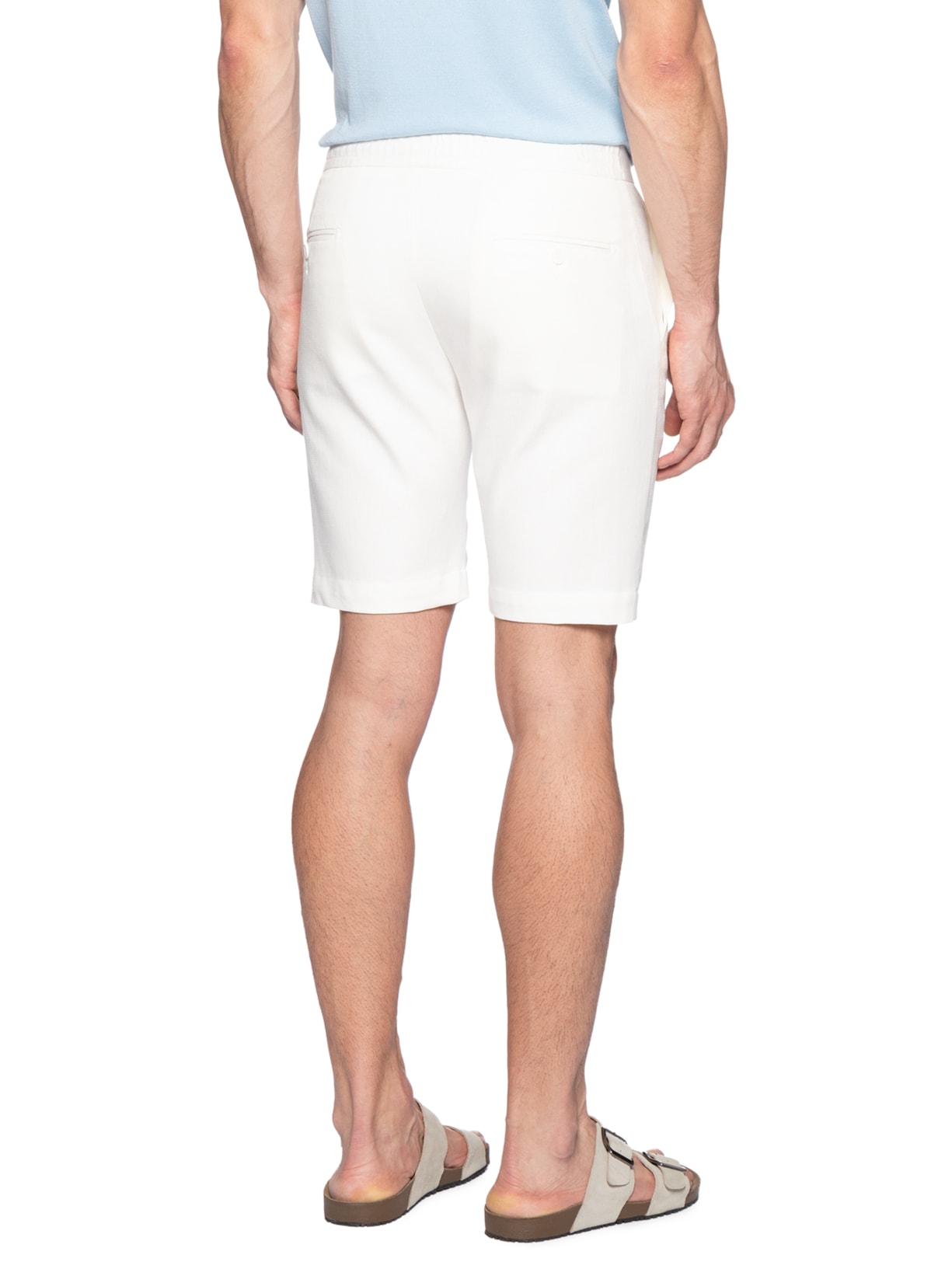 Bermuda Masculina Linho Com Algodão 1/2 Elástico Branco Paramount Alfaiataria