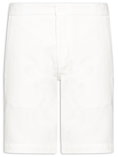Bermuda Masculina Linho Com Algodão 1/2 Elástico - Branco