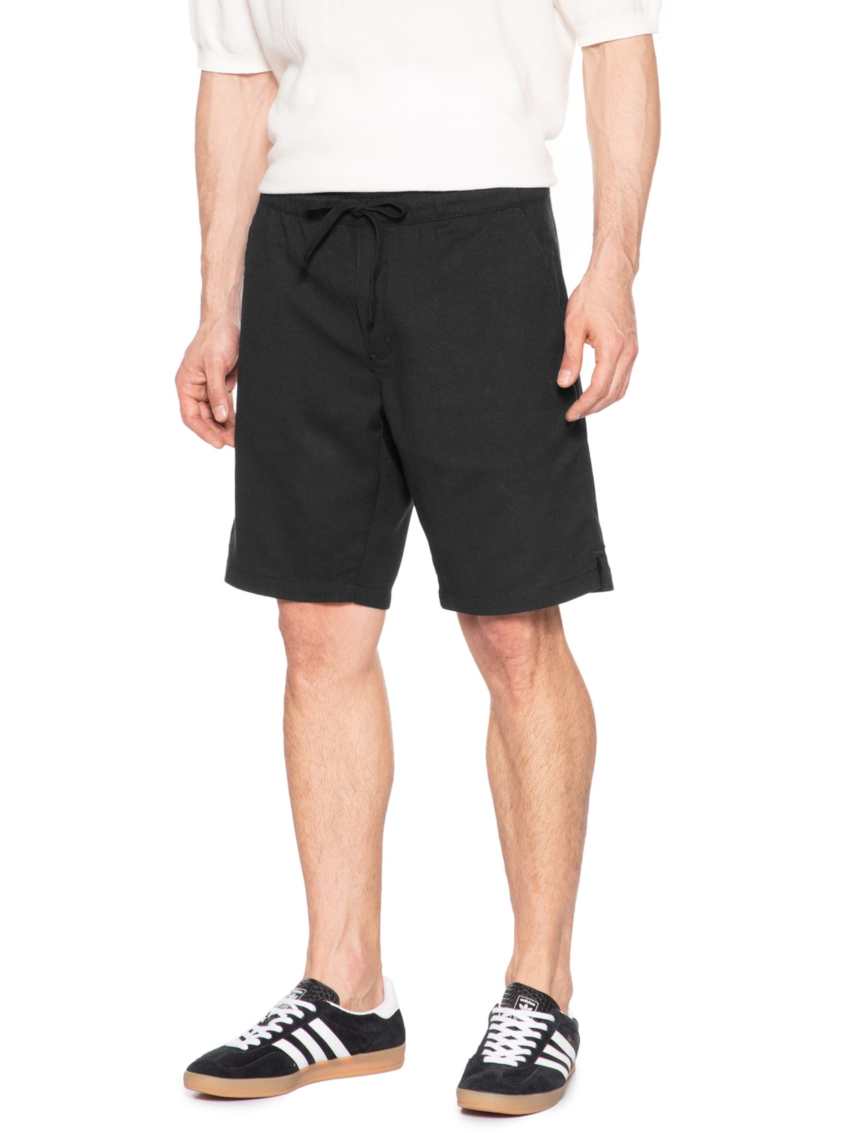 Bermuda Masculina Linho Com Cordão Preto Sergio K