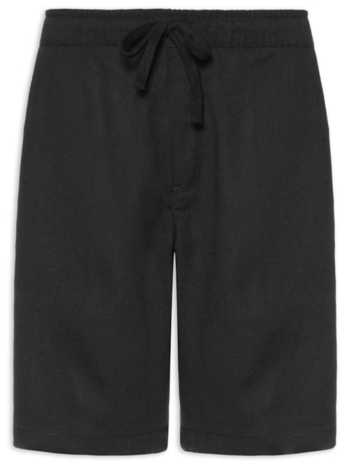 Bermuda Masculina Linho Com Cordão - Preto