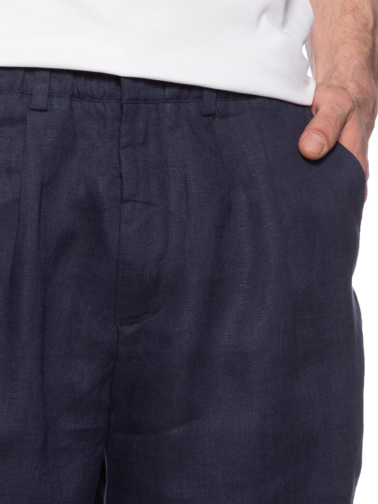 Bermuda Masculina Linho Pregas Azul Handred