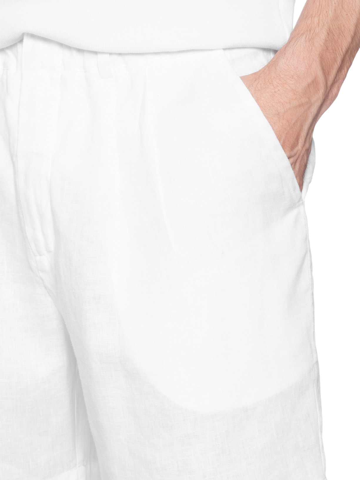 Bermuda Masculina Linho Pregas Branco Handred