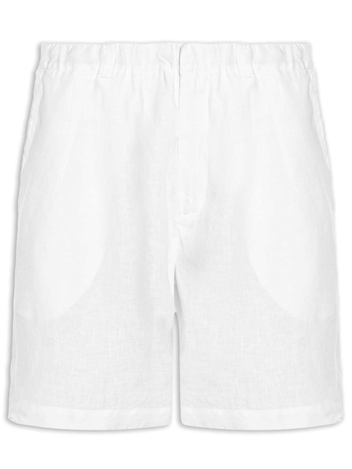 Bermuda Masculina Linho Pregas Branco Handred