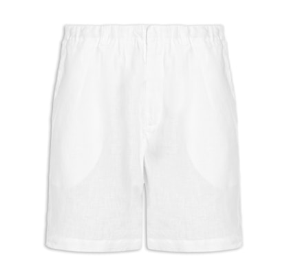 Bermuda Masculina Linho Pregas - Branco