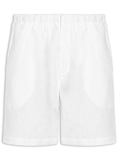 Bermuda Masculina Linho Pregas - Branco