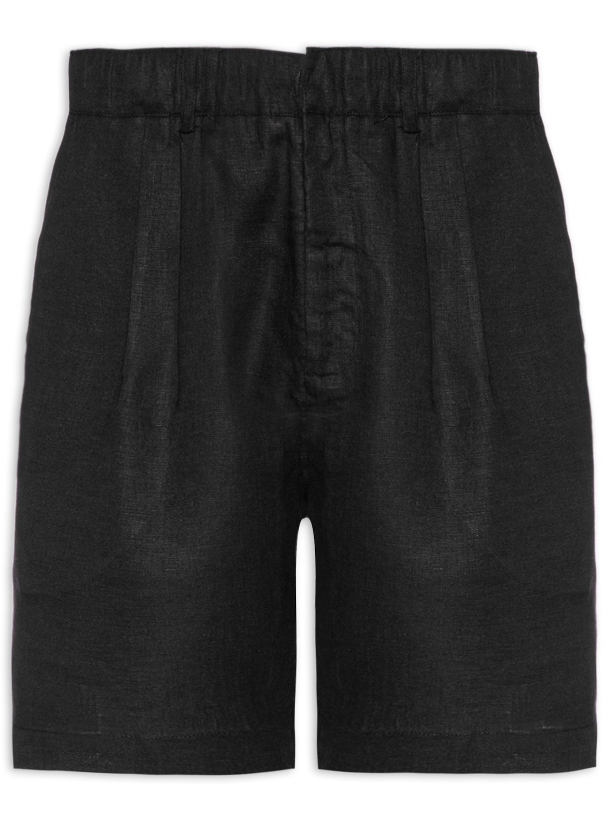 Bermuda Masculina Linho Pregas - Preto