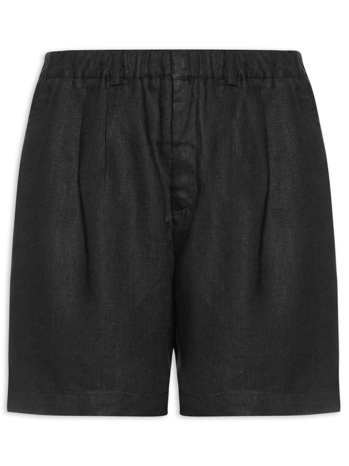 Bermuda Masculina Linho Pregas Preto Handred
