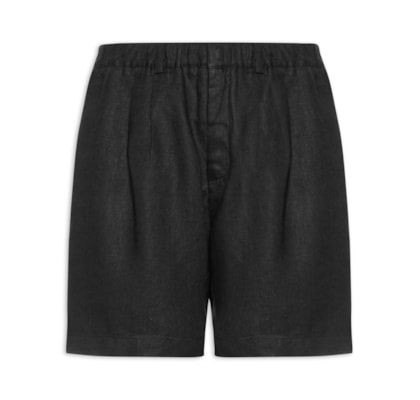 Bermuda Masculina Linho Pregas - Preto